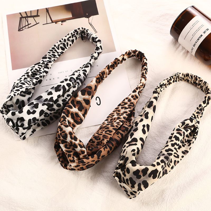 Băng Đô Vải In Họa Tiết Da Báo Phong Cách Boho 3 Màu Lựa Chọn