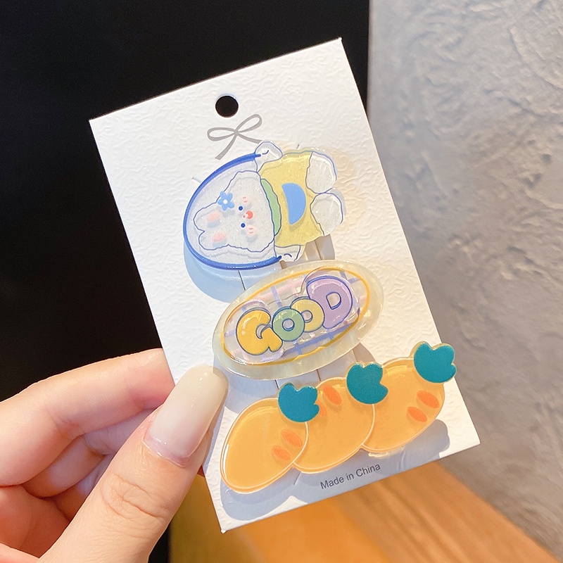 3 Kẹp Tóc Hình Thỏ Dễ Thương Phong Cách Nhật Hàn Cho Nữ