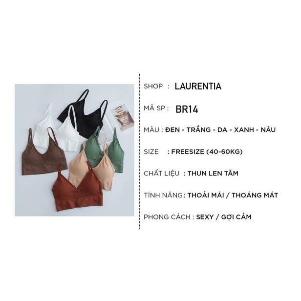 Áo bra nữ hở lưng chữ U hai dây len tăm freesize 37-60kg BR14