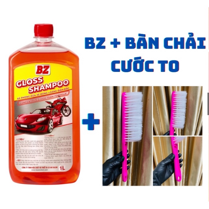 Nước rửa xe, xà bông rửa xe bọt tuyết BZ Gloss Shampoo 1L - siêu bọt, siêu sạch, công nghệ Châu Âu