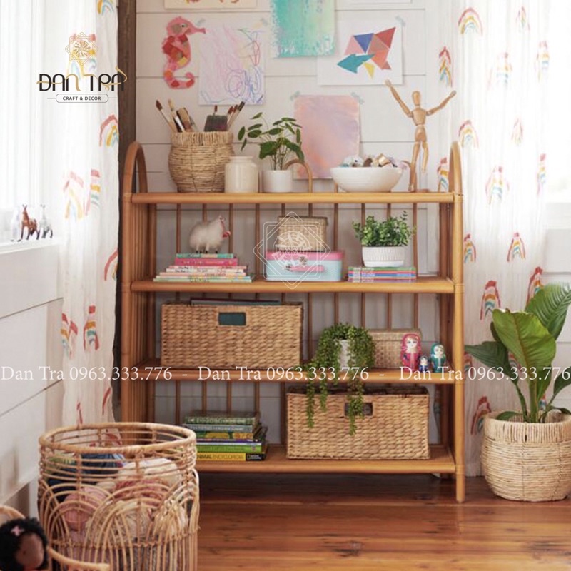 Kệ Mây Đựng Sách, Kệ Tủ Mây Tre Decor Phòng Giá Rẻ, Xưởng Mây Tre ĐAN TRÀ, Nội Thất Decor Trang Trí