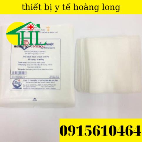 gạc phẫu thuật tiệt trùng an lành 7.5x7,5x6 lớp 1 gói 10 miếng