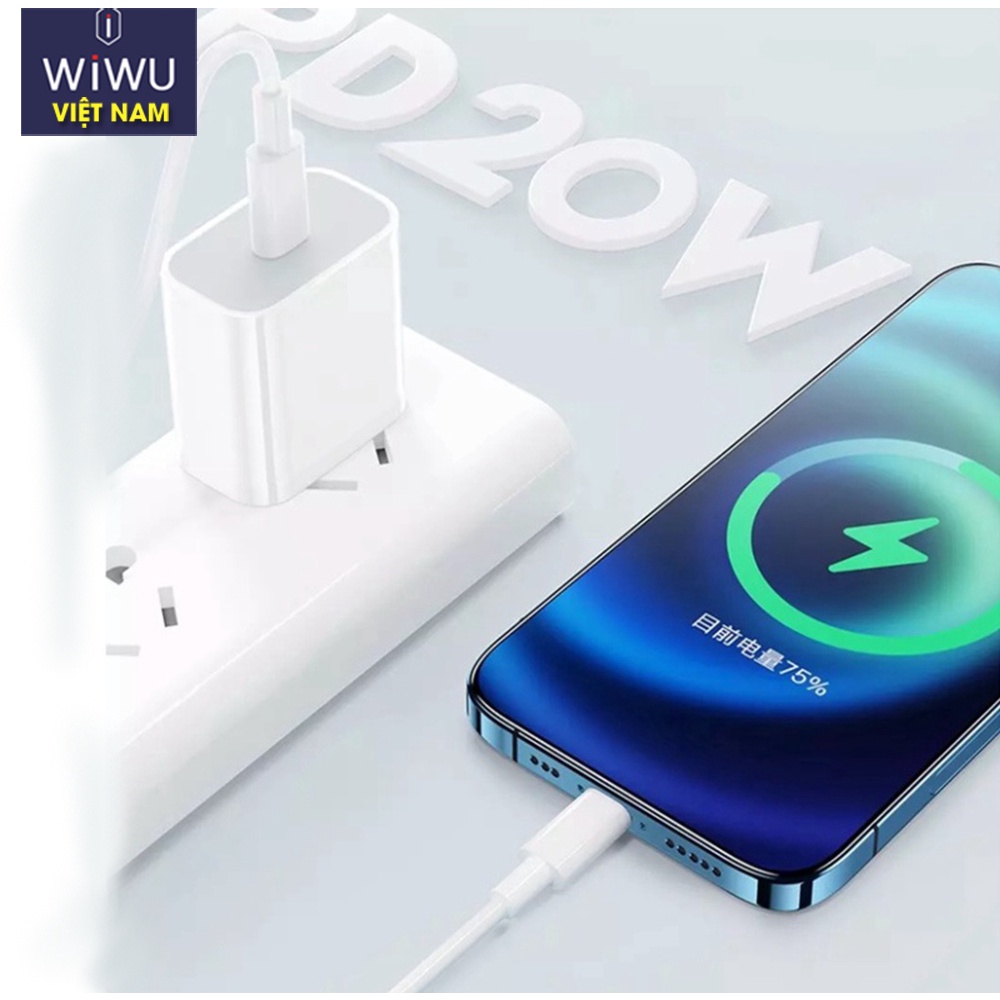 Bộ củ cáp sạc nhanh 20W WIWU PD Adapter set cho Smart phone 12, 13, 14 Pro Max – Bảo hành 12 tháng