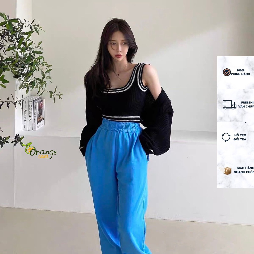 Set Áo Hai Dây Và Áo Khoác Cadigan Màu Trơn Dệt Kim Thời Trang Phong Cách Hàn Quốc Ak1381