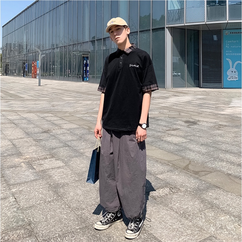 áo polo nam tiếng Nhật áo thun nam có cổ lụa phong cách Hàn Quốc áo phông polo nam form rộng áo thun tay lỡ cổ bông áo polo nam đẹp