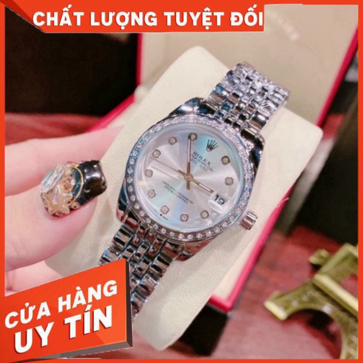 Đồng hồ nữ đẹp Rolex Đeo Tay Dây Thép Không Gỉ Đính Đá Sang Trọng Dây Kim Loại Size 26-30mm - HÀNG MỚI VỀ