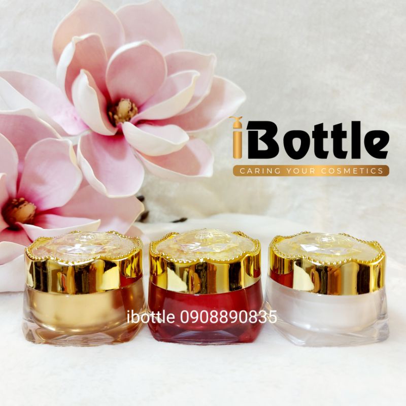 Hủ chiết mỹ phẩm - hủ cạnh nắp vương miệng xi vàng 10g