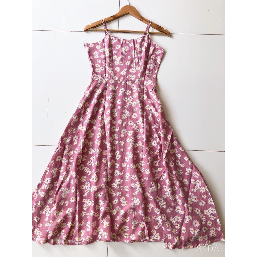Váy 2 dây hoa cúc Dáng Dài Vintage
