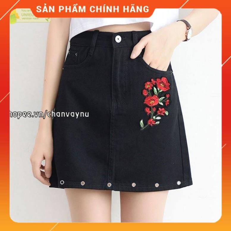 Shop Chân váy kaki hoa mẫu đơn phối khoen màu đen size s,m,l VXN MT812 chuẩn store hàn quốc freeship 50k .