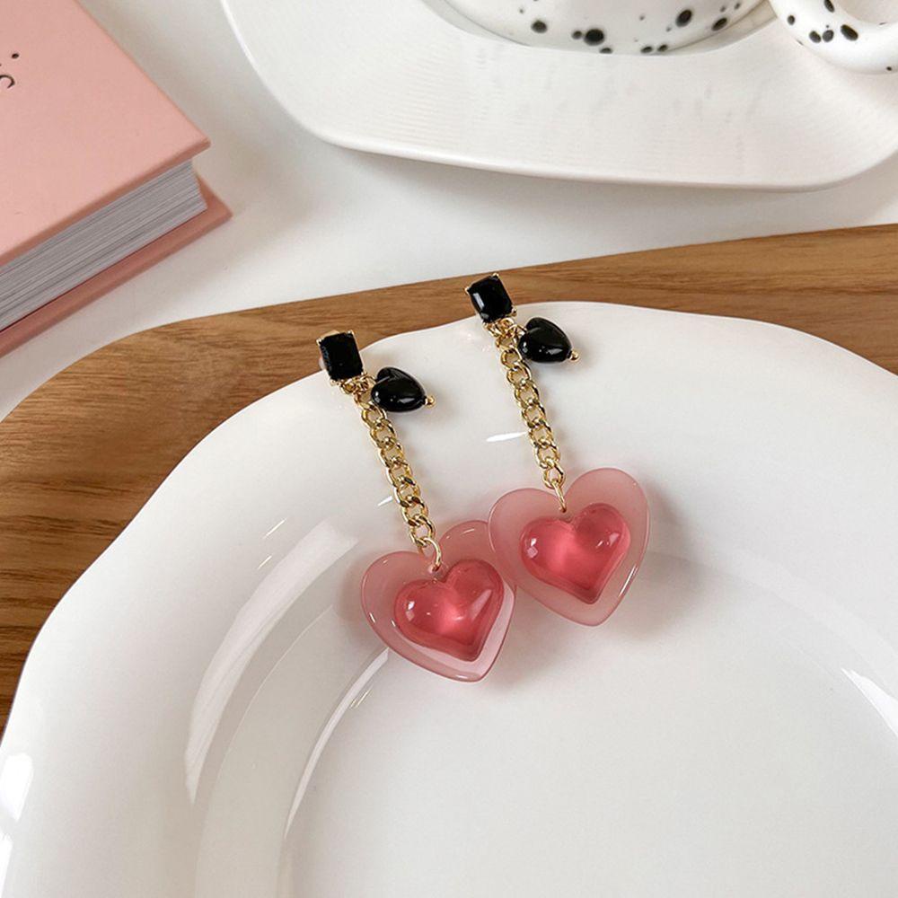 Bông Tai Dáng Dài Hình Hoa Màu Hồng Ngọt Ngào Thời Trang Dự Tiệc 1 Cái