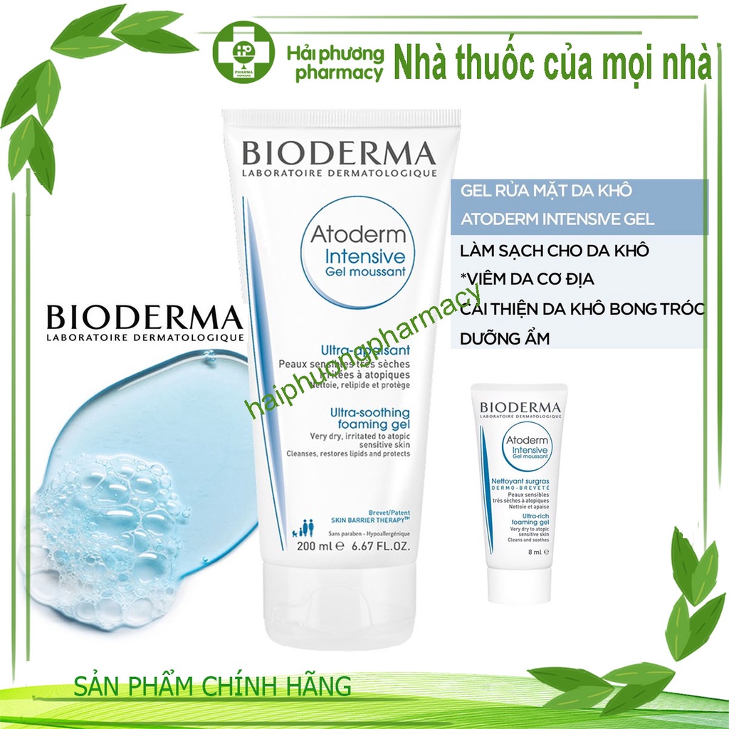 Gel Rửa Mặt Dành Cho Da Khô, Viêm Da Cơ Địa Bioderma Atoderm Intensive Gel Moussant
