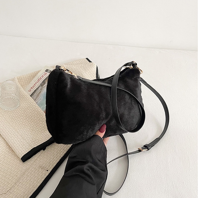 Túi đeo vai IELGY hình vuông cỡ nhỏ vải lông phong cách thời trang phương Tây cho nữ