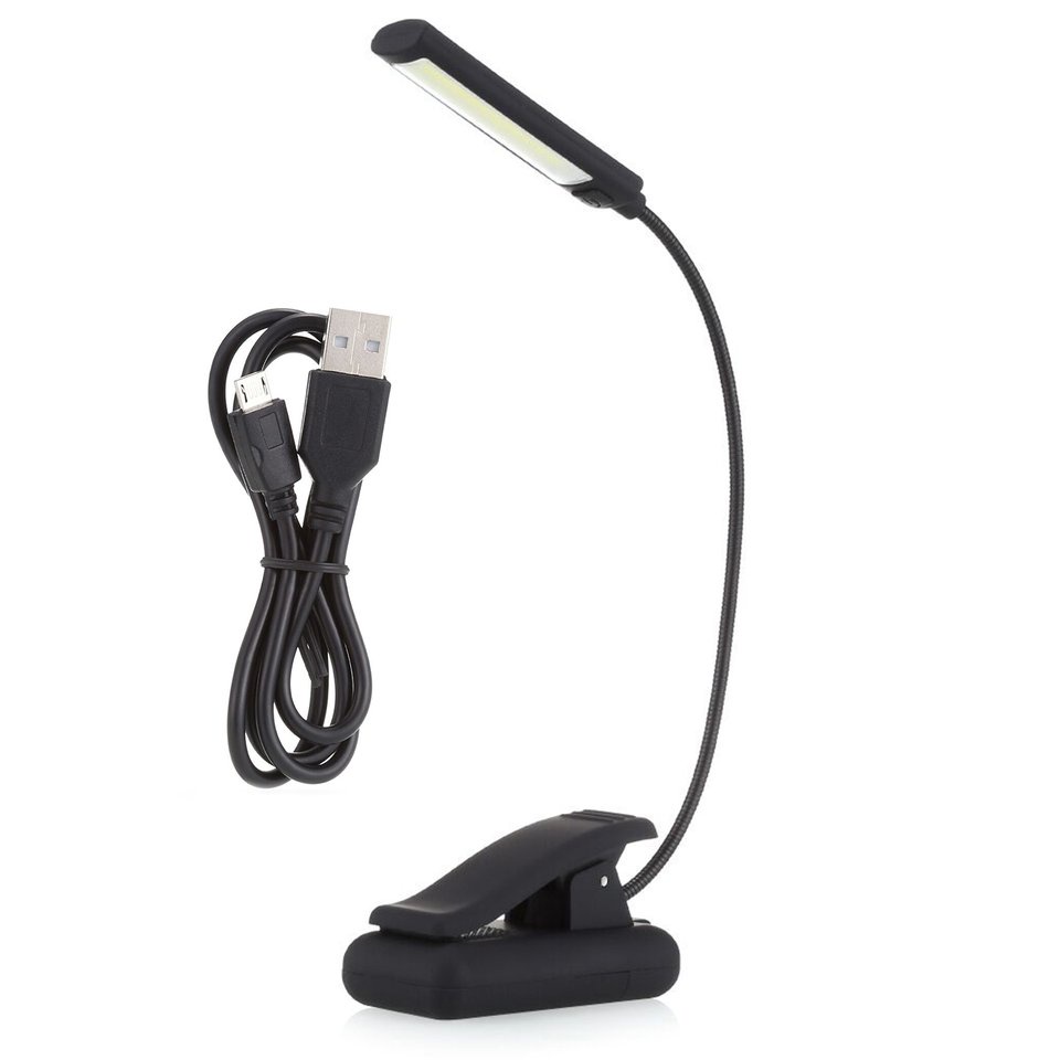 Đèn LED 6W Hai đầu USB Kẹp có thể điều chỉnh độ sáng trên Đèn đọc sách di động Ban đêm