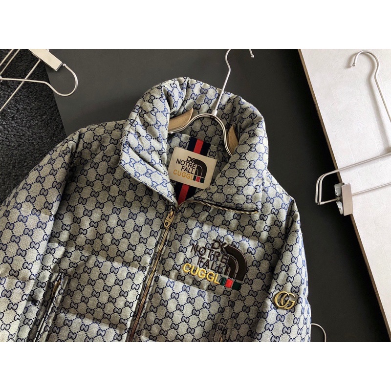 Áo khoác phao nam hoạ tiết chữ nhỏ thương hiệu The North Gucci GC cao cấp