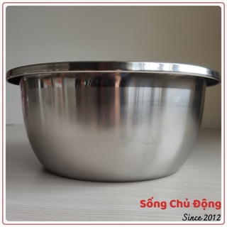 Thau sâu inox vành vuông trộn bột làm bánh chắc chắn không gỉ hàng giá tốt