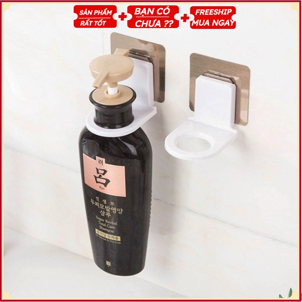 PVN18140 Giá móc treo chai nước rửa tay , dầu gội đầu sữa tắm dán tường Living C TC siêu dính chịu lực 3kg T2