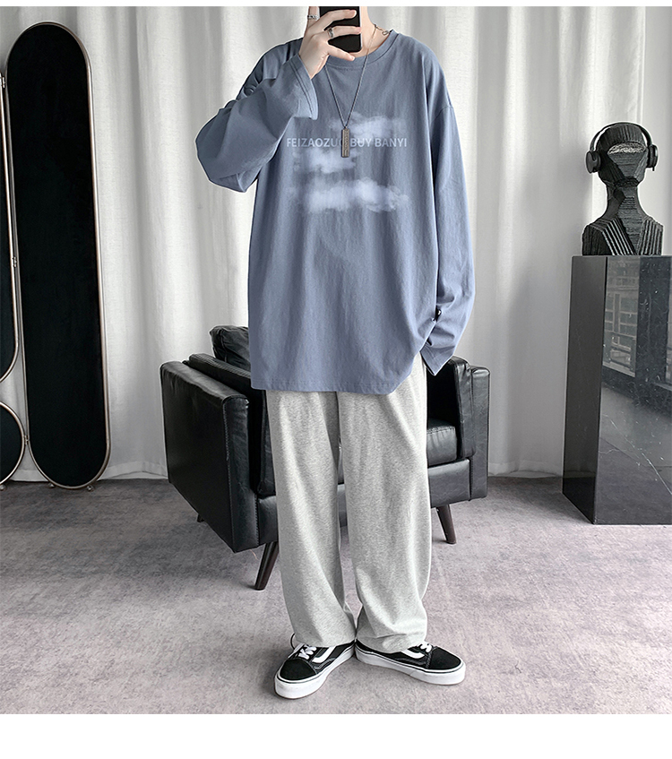 Áo Thun Tay Dài Dáng Rộng Cỡ Lớn Thoải Mái Thời Trang Thu Đông Cho Nam Size M-5XL