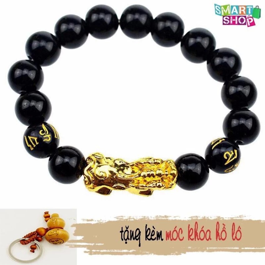 vòng tay tỳ hưu khắc chữ tặng hồ lô 12 ly