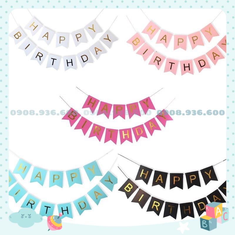 Cờ Đuôi Cá HPBD 🤞 FREESHIP 🤞 Cờ đuôi cá HPBD ép kim phản quang dây dài 2m