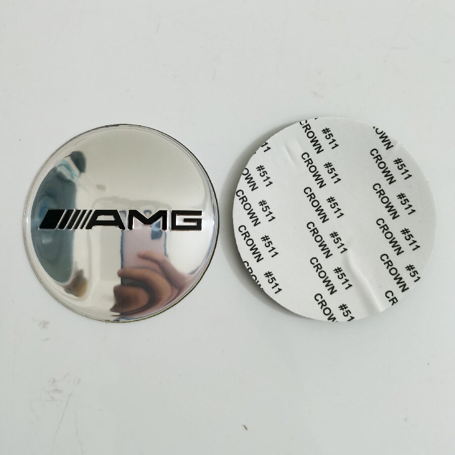 Bộ 4 Miếng Dán Trang Trí Trục Bánh Xe 65mm In logo Mercedes Benz AMG Apple