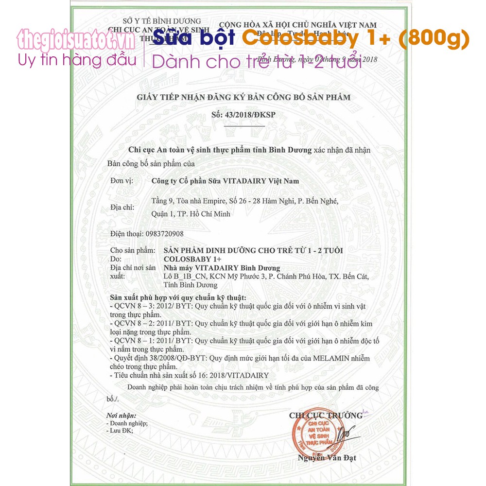 Sữa bột Colosbaby 0+ 1+ 2+ Sữa non Cao cấp  800g thegiosuatot
