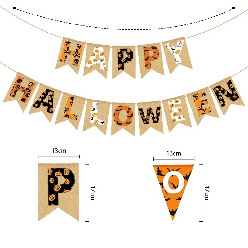 Dây Cờ Treo Tường Họa Tiết Chữ Happy Halloween Trang Trí Nhà Cửa