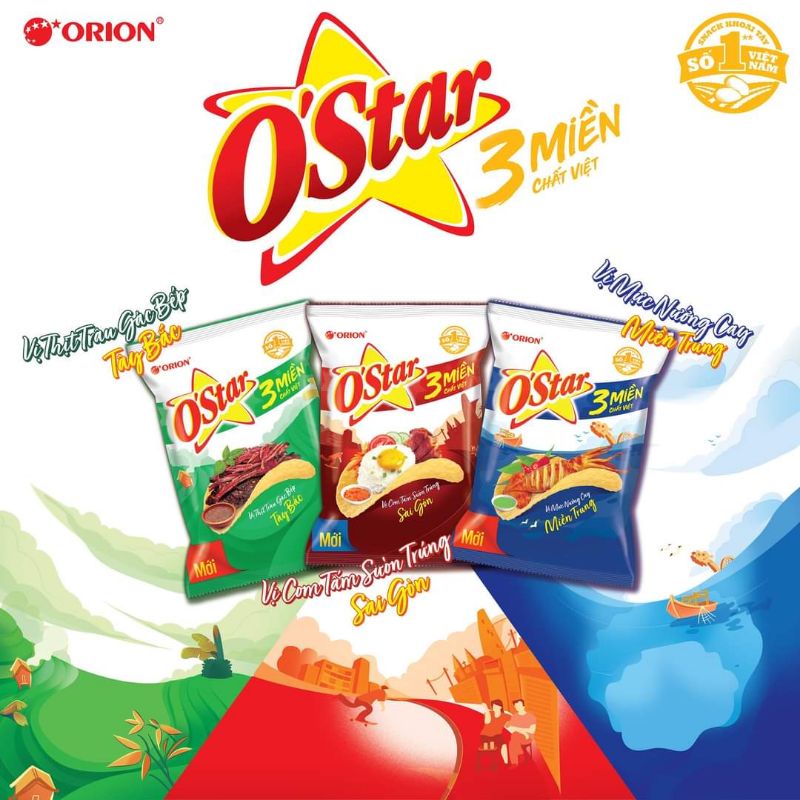Snack khoai tây O'Star (Ostar) gói 36g vị tảo biển/muối/kim chi Hàn Quốc