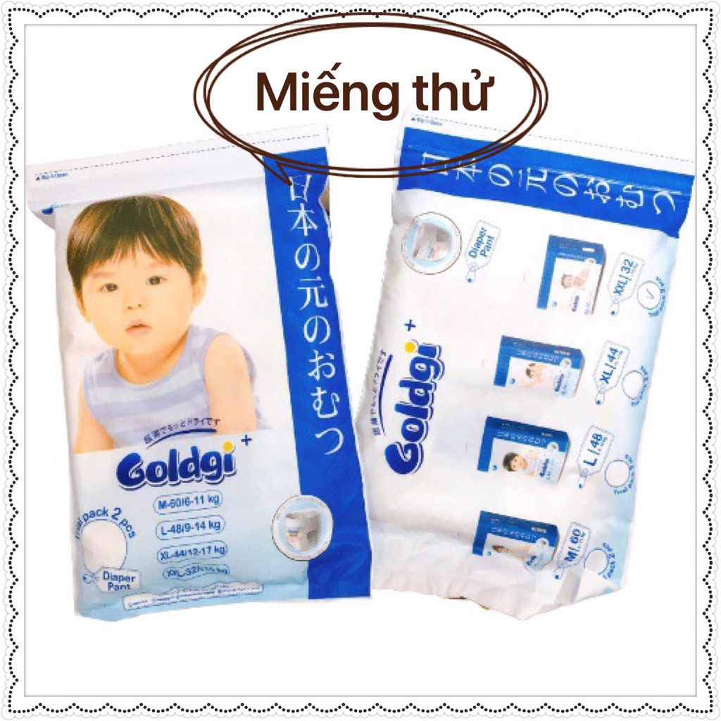 2 miếng thử bỉm Goldgi X5/Eco dán/ quần NB2/S2/M2/L2/XL2/XXL