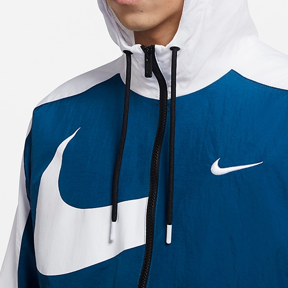 NIKE CHÍNH HÃNG - Áo khoác thể thao nam nữ Nike Men's Swoosh Logo Printed Jacket Authentic - Đen x Xanh navy x Trắng
