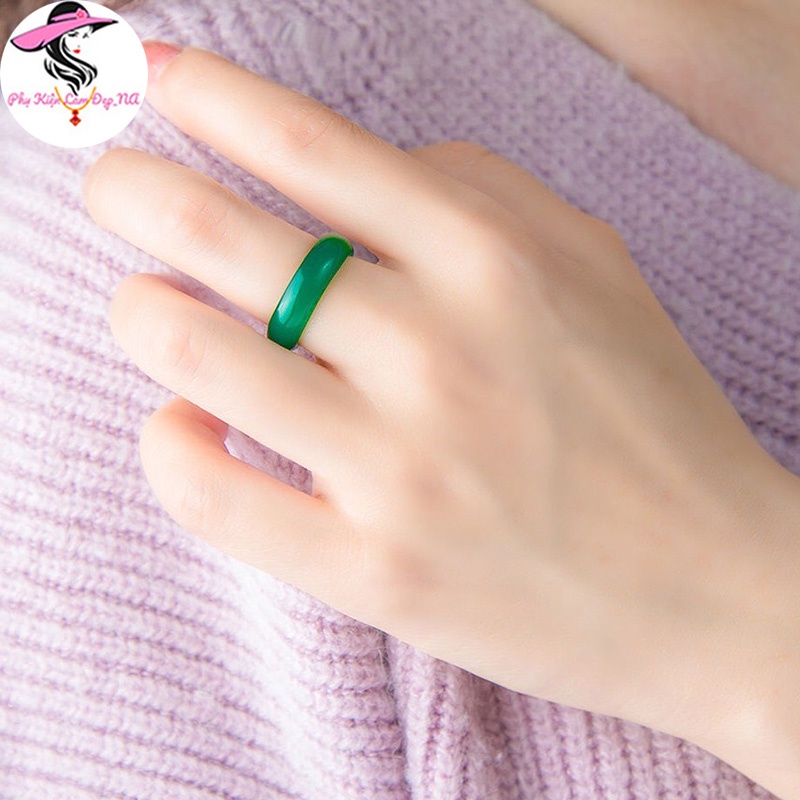 Nhẫn Phong Thuỷ Đ.á Mã Não Nhiều Màu Sắc- Tặng Hộp Sang Trọng