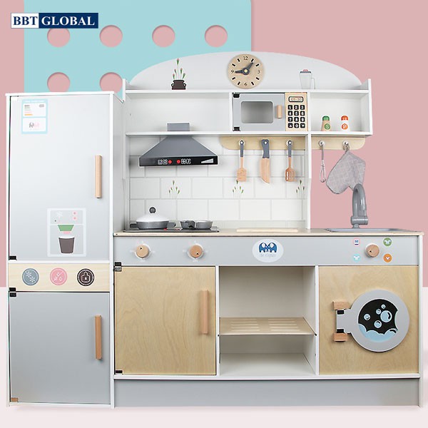 Đồ chơi nấu ăn nhà bếp gỗ BBT GLOBAL cao cấp cỡ lớn nhiều chức năng MSN21001