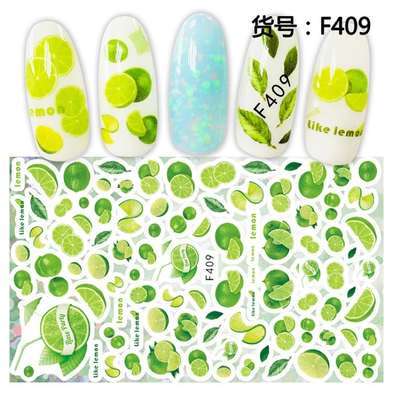 Sticker hoạ tiết trái cây, hình dán móng hoạ tiết trái cây trang trí móng nail
