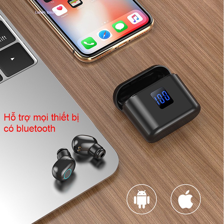 Tai nghe bluetooth không dây SIDOTECH X11B TWS true wireless siêu bass LED cảm ứng vân tay phù hợp IOS Android