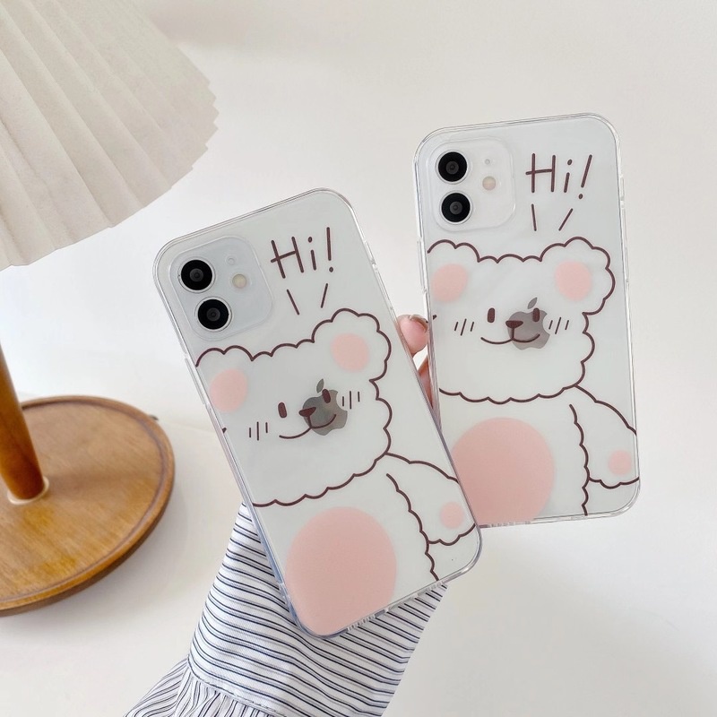 Ốp điện thoại TPU dẻo trong suốt họa tiết chú gấu dễ thương thích hợp cho IPhone 12 11 Pro Max SE X XR Xs Max 8 7 Plus