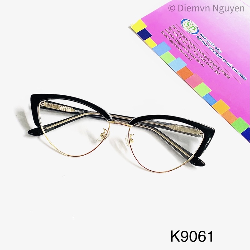 Kính cận thời trang mắt mèo sang chảnh cho nữ, lõi thép siêu bền K9061