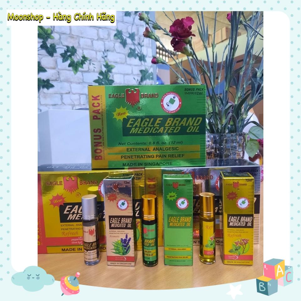 CHAI DẦU GIÓ CON Ó EAGLE BRAND SINGAPORE DẠNG LĂN 12ML - CHÍNH HÃNG