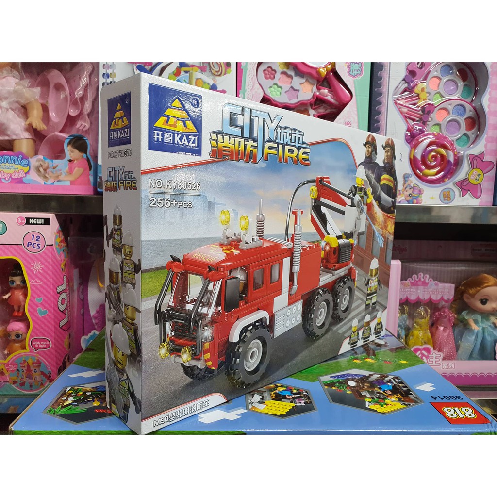 Hộp lê gô lắp ghép mô hình xe ô tô cứu hỏa CITY FIRE KY80526