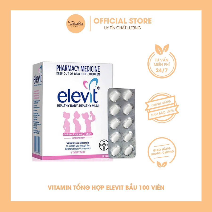 Vitamin Tổng Hợp Elevit Bầu 100 Viên Bổ Sung Đầy Đủ Dưỡng Chất Cho Mẹ Bầu