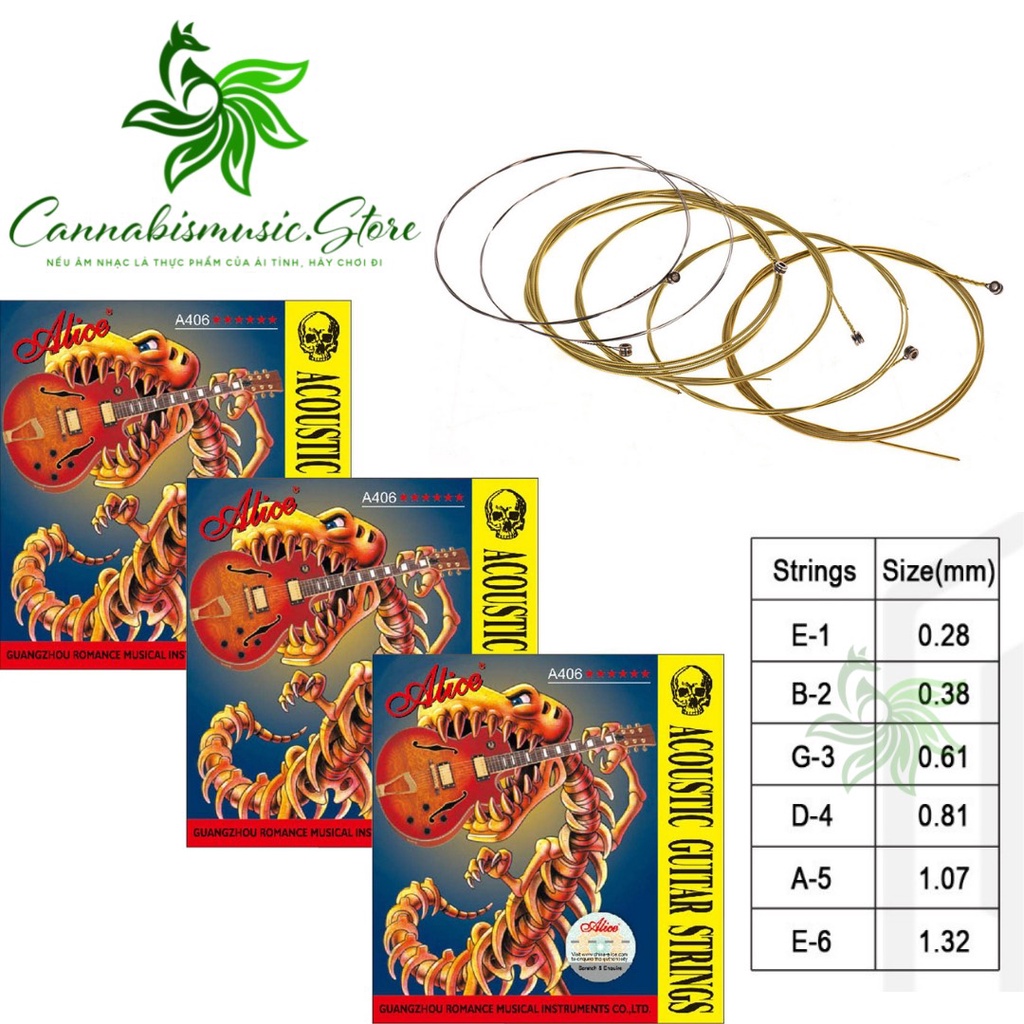 Bộ dây đàn guitar Alice A406 dây sắt cho đàn Acoustic & Dây lẻ từ 1 đến 6 - A406SL
