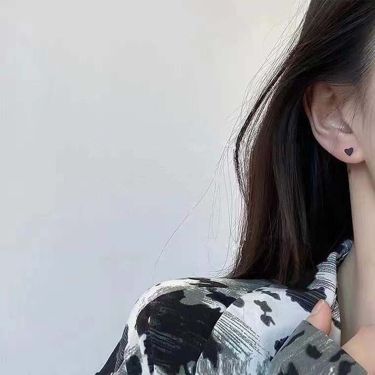 Bông Tai Bạc S925 Họa Tiết Ô Vuông Trắng Đen Thời Trang