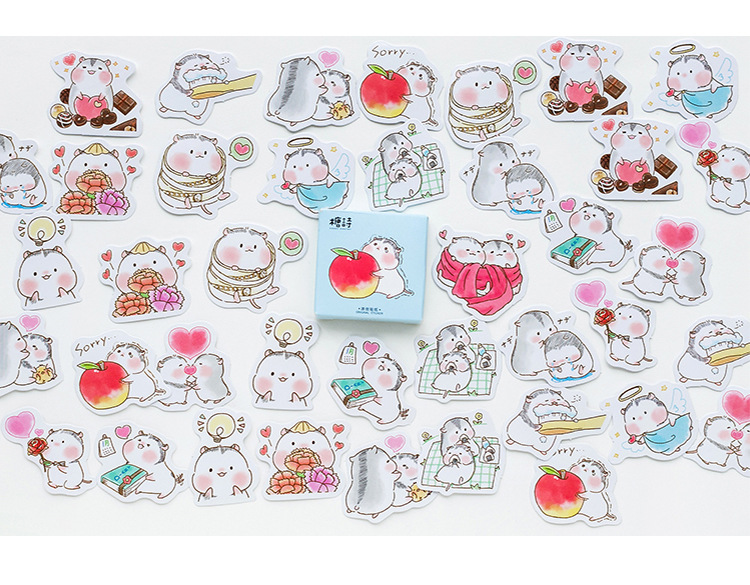 Set 45 Miếng Dán Trang Trí Hình Chuột Hamster Đáng Yêu