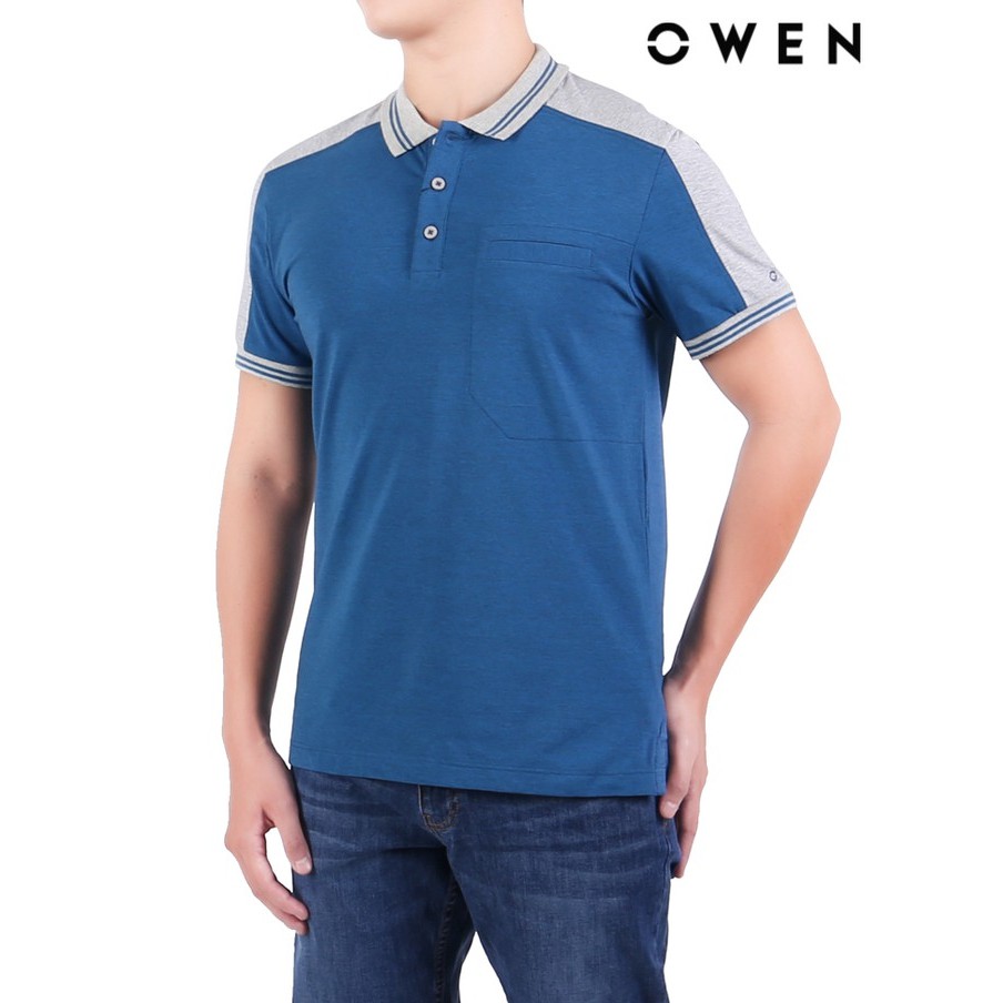 Áo polo ngắn tay Owen Cotton Bodyfit màu xanh - APV20251KG | BigBuy360 - bigbuy360.vn