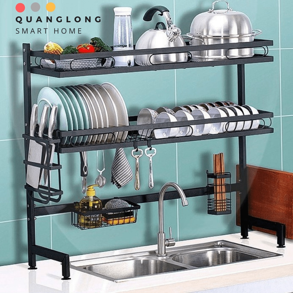 kệ đựng chén bát thông minh inox kệ đựng bát đĩa thông minh đa năng 1 tầng/2 tầng cao cấp PHÚ KHANG