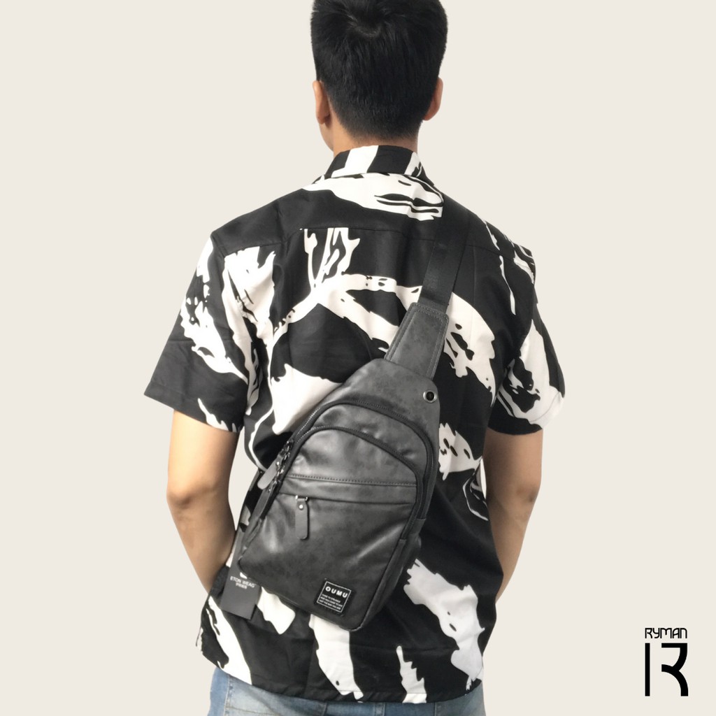 Túi Đeo Ngực Nam OUMU Da Pu Cao Cấp Tích Hợp Cổng Sạc Dự Phòng Phong Cách Hàn Quốc Unisex Màu Xám Bền Đẹp Chống Nước | BigBuy360 - bigbuy360.vn