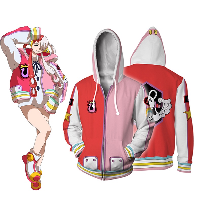 Áo Khoác Hoodie Có Khóa Kéo Hóa Trang Nhân Vật Uta 3D Trong Phim One Piece
