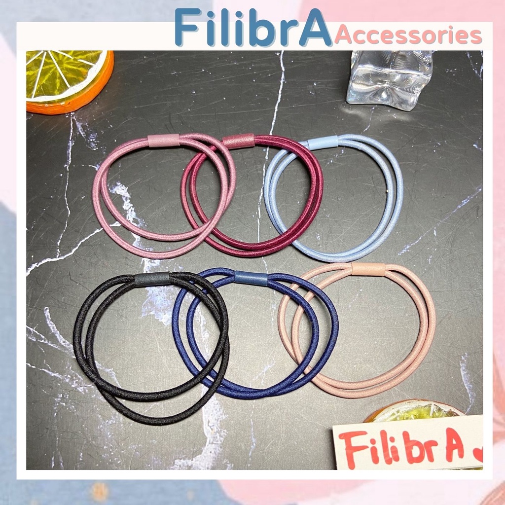 Dây thun buộc tóc 2 vòng đơn giản, phụ kiện tóc CT008 - Filibra