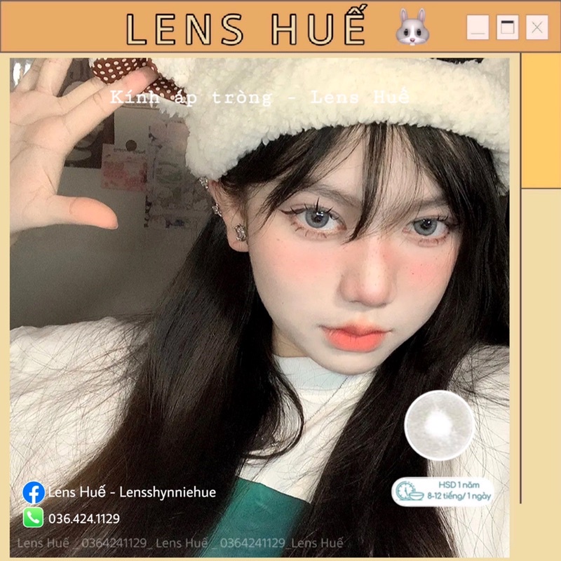 🔥 Lens xám tây viền nhẹ  LENS GRAY -Made in Korea  Lens Huế xám đi kèm makeup 😍e