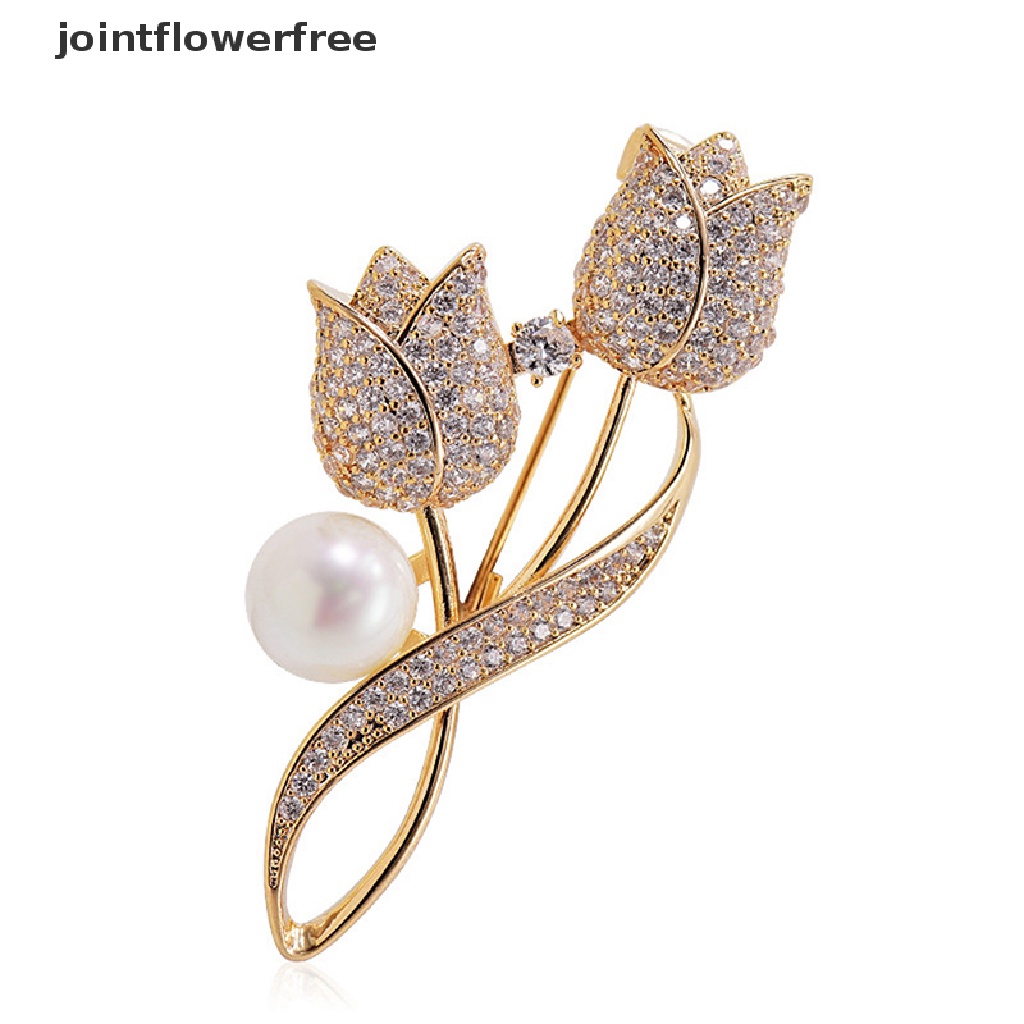 Ghim cài áo hình hoa tulip đính đá sáng chói thời trang