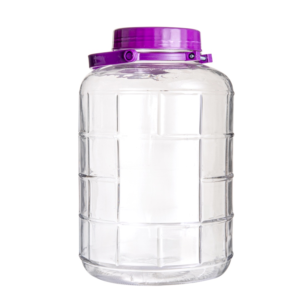 Bình ngâm sọc vuông quai tím thủy tinh LOTUS GLASS VTC098 trong suốt cao cấp, an toàn, dùng để ngâm sâm và trái cây