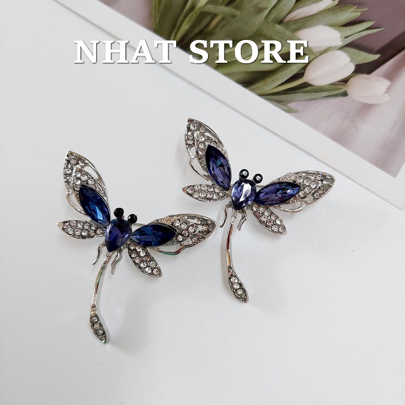Tag ghim cài áo cao cấp, cài áo hình chuồn chuồn size 5.2 x 4.5cm Nhat Store